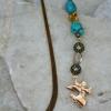 Turquoise and clear quartz  hook style bookmark with angel charm. $15