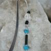 Turquoise, black oynx, and clear quartz hook style bookmark. $10