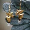 Garnet and quartz earrings with angel. $10