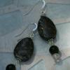Gorgous gem stone (granite-like) earrings with black onyx and quartz. $20