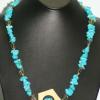 Turquoise and glass bead neckalce highlighted with a pentagontal jasper pendant. Chic collection. 24" long. [Moodswings, prosperity, success, stress, courage, and honesty] $70