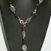 Rutilated quartz necklace accented with glass beads. Chic collection. 21" long. [Stress, luck, creativity] $70
