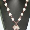 Jasper pendant with shell and cherry quartz bead necklace. Chic collection. 25" long. $55