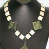 Green jasper pendant necklace with shell. Chic collection. 20" long. [Love, prosperity, stress, courage, and honesty] $55