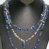 Lapis necklace with Italian murano glass chips. Chic collection. 19" long (inner strand). [Anxiety, stress, and depression] $45