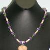 Jasper pendant neckalce with shell, amethyst, and glass beads. Chic collection. 22" long. [Stress, courage, honesty, anger, pantience, and anxiety] $65
