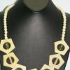 Yellow/green jade necklace with 7 pentagonal pendants. Chic collection. 26" long.  [Luck, protection, and longevity] $55