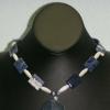 Sodalite and glass necklace with metalilic shell pendant. Chic collection. 17" long. [Confusion, emotions, fears, love, prosperity, and mental overload] $40